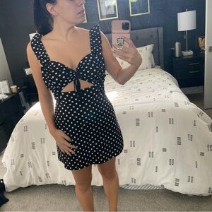 Revolve Majorelle Summer polka dot dress with tie front cutouts S